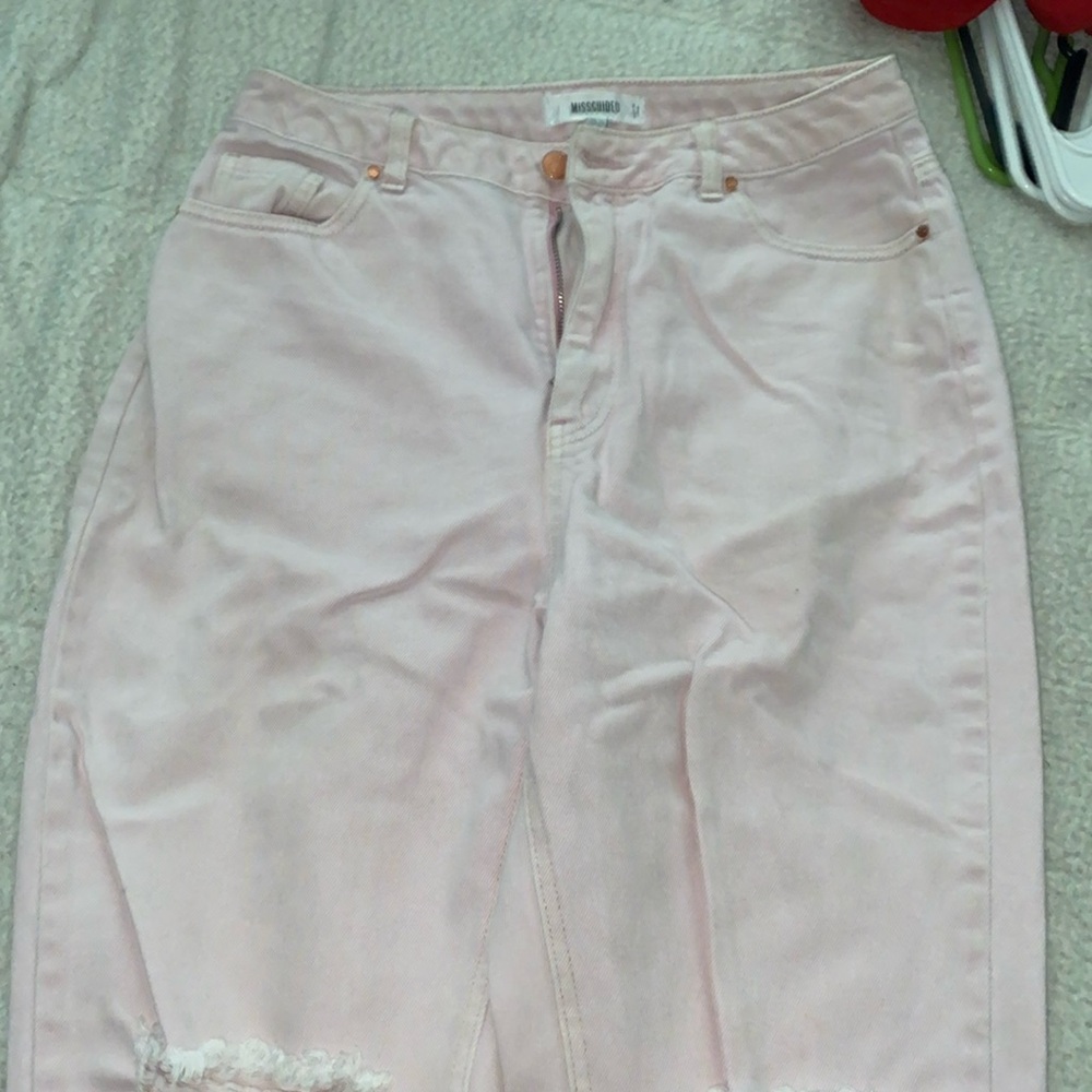 Knee Ripped Light Pink Jeans